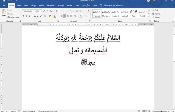 cara menulis arab di word