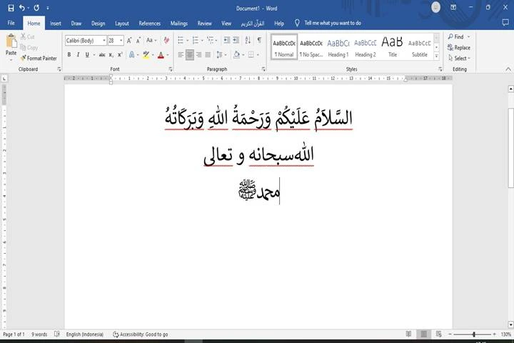 cara menulis arab di word