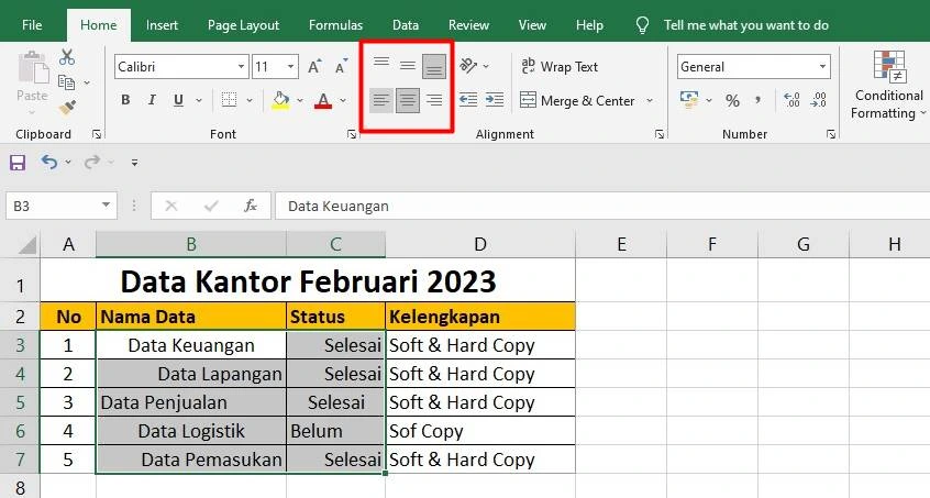 Cara Mengatur Tulisan di Excel (Rata Kanan Kiri)