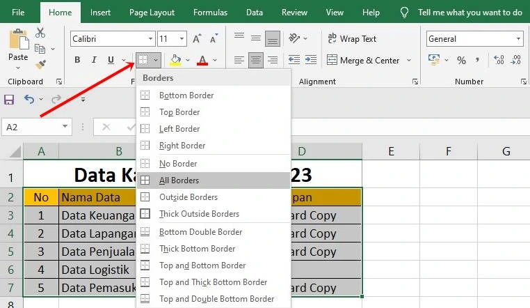Cara Membuat Garis Tebal di Excel