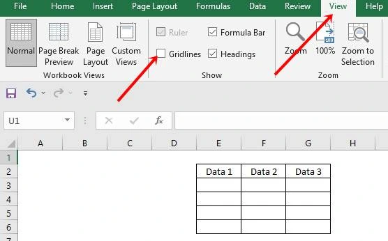 Cara Menghilangkan Kotak di Excel Melalui Menu View