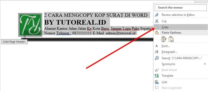 Cara Copy Kop Surat di Word