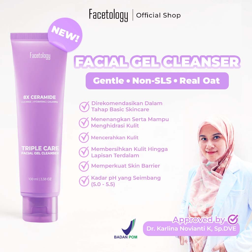 Product image Facetology TripleCare Facial Gel Cleanser Sabun Cuci Muka Gentle Low PH Oat Senstive skin All skin Types acne